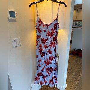 J. Crew Collection Red and Blue Floral Slip Dress